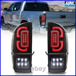 For 2016-2022 Toyota Tacoma LED Tail Lights Sequential Turn Signals Black Smoke