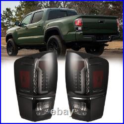 For 2016-2023 Toyota Tacoma Pickup LED Tail Lights Smoke Brake Rear Lamps Pair