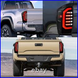 For 2016-2023 Toyota Tacoma Pickup Rear Brake Lamps LED Tail Lights Smoke Pair