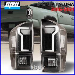 For 2016-2023 Toyota Tacoma White DRL LED Tube Brake Tail Lights Black Clear Len