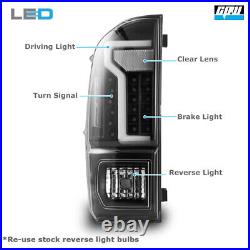 For 2016-2023 Toyota Tacoma White DRL LED Tube Brake Tail Lights Black Clear Len