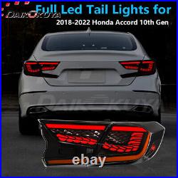 For 2018 19 20 21 22 Honda Accord 10th Gen LED Tail Lights wt Starting Animated