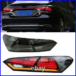 For 2018 2019 2020 Toyota Camry Tail Lights Smoke LED 4pcs Rear Lamps Assembly
