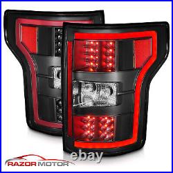 For 2018-2020 Ford F-150 Pickup XL XLT Black LED Tail Lights Lamps Pair