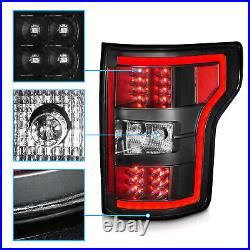 For 2018-2020 Ford F-150 Pickup XL XLT Black LED Tail Lights Lamps Pair