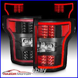 For 2018-2020 Ford F-150 Pickup XL XLT Black LED Tail Lights Lamps Pair