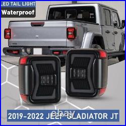 For 2019-2022 Jeep Gladiator JT LED Tail Lights Sequential Signal Black Smoked