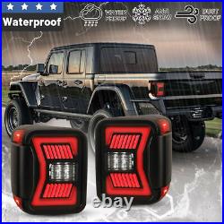 For 2019-2022 Jeep Gladiator JT LED Tail Lights Sequential Signal Black Smoked