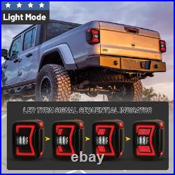 For 2019-2022 Jeep Gladiator JT LED Tail Lights Sequential Signal Black Smoked