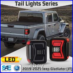For 2019-2022 Jeep Gladiator JT LED Tail Lights Sequential Signal Black Smoked