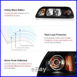 For 87-93 Ford Mustang Black LED Headlight+Corner Signal Lamp + Tail Light Combo