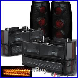 For 88-93 Chevy/GMC C/K Smoked Headlights LED Bumper + Black Smoked Tail Lights