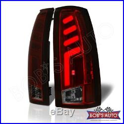 For 88-98 Chevy 1500 2500 3500 SPARTAN Red Smoke 3D Tube LED Taillights Brake