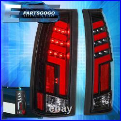 For 88-98 Chevy GMC C10 1500 2500 LED Brake Tail Lights Lamps Set Black Red Tube