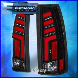 For 88-98 Chevy GMC C10 1500 2500 LED Brake Tail Lights Lamps Set Black Red Tube