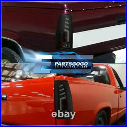 For 88-98 Chevy GMC C10 C/K 1500 2500 LED Brake Tail Lights Lamps Black Smoked