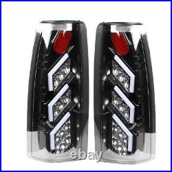 For 88-98 Chevy GMC C/K 1500 2500 3500 LED Tail Lights Black Clear Brake Lamps