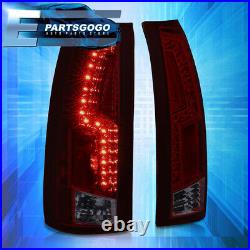 For 88-98 Chevy GMC C/K C10 Sierra LED Tail Lights Lamps Left+Right Red Smoked