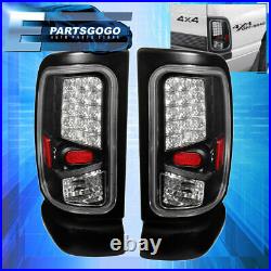 For 94-02 Dodge RAM 1500/2500/3500 LED Brake Tail Lights Lamps Pair Black Clear