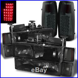 For 94-99 Chevy Tahoe Suburban Smoked Headlights Set + LED Tail Lights Combo