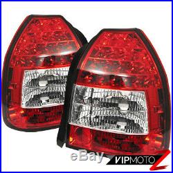 For 96-00 3Door HatchBack CIVIC Left+Right RED/CLEAR LED Tail Light Brake Lamps