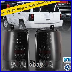For 97-98 Jeep Grand Cherokee LED Tail Lights Black Smoke Lens Rear Lamps Pairs