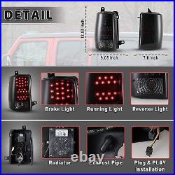 For 97-98 Jeep Grand Cherokee LED Tail Lights Black Smoke Lens Rear Lamps Pairs