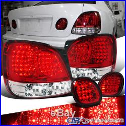 For 98-05 Lexus GS300 400 430 Rear Red Clear LED Tail Lights+Trunk Lamps 4PC