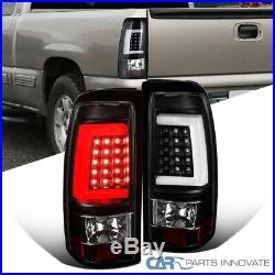 For 99-02 Chevy Silverado GMC Sierra Fleetside Black LED Tube Tail Brake Lights