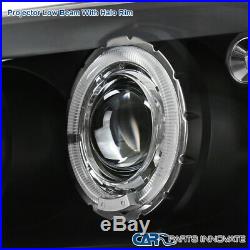 For 99-04 F250 F350 SuperDuty Black Halo Projector Headlights+LED Smoke Tail