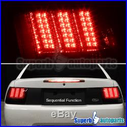For 99-04 Ford Mustang Red Sequential LED Signal Tail Lights Brake Lamps Pair