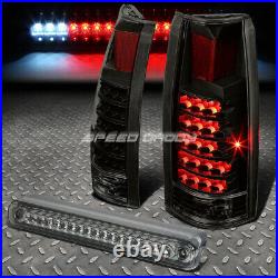 For C10 1500/2500/3500 Truck Black/smoke Led Bulb Tail Lights+3rd Brake Lamps