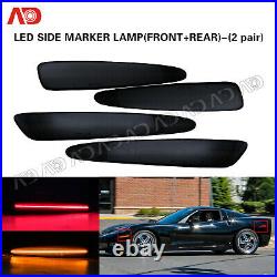 For Chevy Corvette C6 2005-2013 Smoked Lens LED Side Marker Lamp Red Amber 4PCS