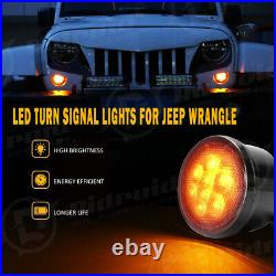 For Jeep Wrangler JK 07-18 Combo 7 Halo Led Headlights Turn Signals Tail Lights