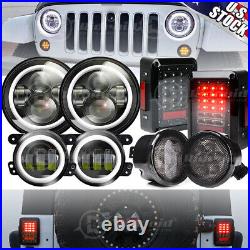 For Jeep Wrangler JK JKU 07-17 Combo 7 LED Headlights Fog Turn Tail Lights Kits