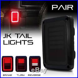 For Jeep Wrangler JK LED Tail Lights Smoke Brake Reverse Turn Signal 07-17 SAE