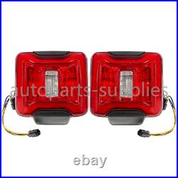 For Jeep Wrangler JL 2018-24 Red LED Tail Lights withBlind Spot Plug & Bracket L+R