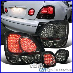 For Lexus 98-05 GS300 GS400 GS430 Smoke Tinted Rear LED Tail Lights+Trunk Lamps