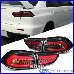For Mitsubishi 08-17 Lancer EVO X Pearl Black LED Tail Lights Brake Lamps Pair