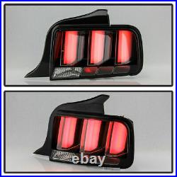 Ford 05-09 Mustang Black LED Tube Sequential Turn Signal Tail Lights Brake Lamps