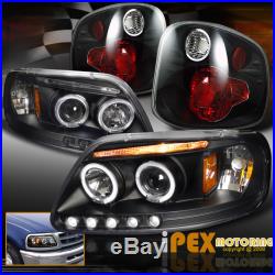 Ford F150 SVT Supercrew Harley Halo Projector LED Headlights + Black Tail Light