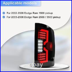 Full LED Tail Lights For 2002-2006 Dodge Ram 1500 2500 3500 Smoke Brake Lamps