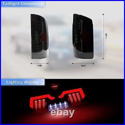 Full LED Tail Lights For 2002-2006 Dodge Ram 1500 2500 3500 Smoke Brake Lamps