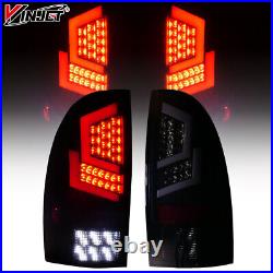 Full LED Tail Lights For 2005-2015 Toyota Tacoma Black Smoked Rear Brake Lamps