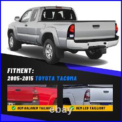 Full LED Tail Lights For 2005-2015 Toyota Tacoma Black Smoked Rear Brake Lamps