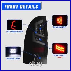 Full LED Tail Lights For 2005-2015 Toyota Tacoma Black Smoked Rear Brake Lamps
