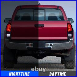 Full LED Tail Lights For 2005-2015 Toyota Tacoma Black Smoked Rear Brake Lamps