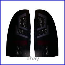 Full LED Tail Lights For 2005-2015 Toyota Tacoma Black Smoked Rear Brake Lamps
