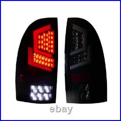 Full LED Tail Lights For 2005-2015 Toyota Tacoma Black Smoked Rear Brake Lamps