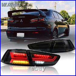 Full LED Tail Lights For Mitsubishi Lancer 08-17 Evo / X Rear Brake Lamps Smoked